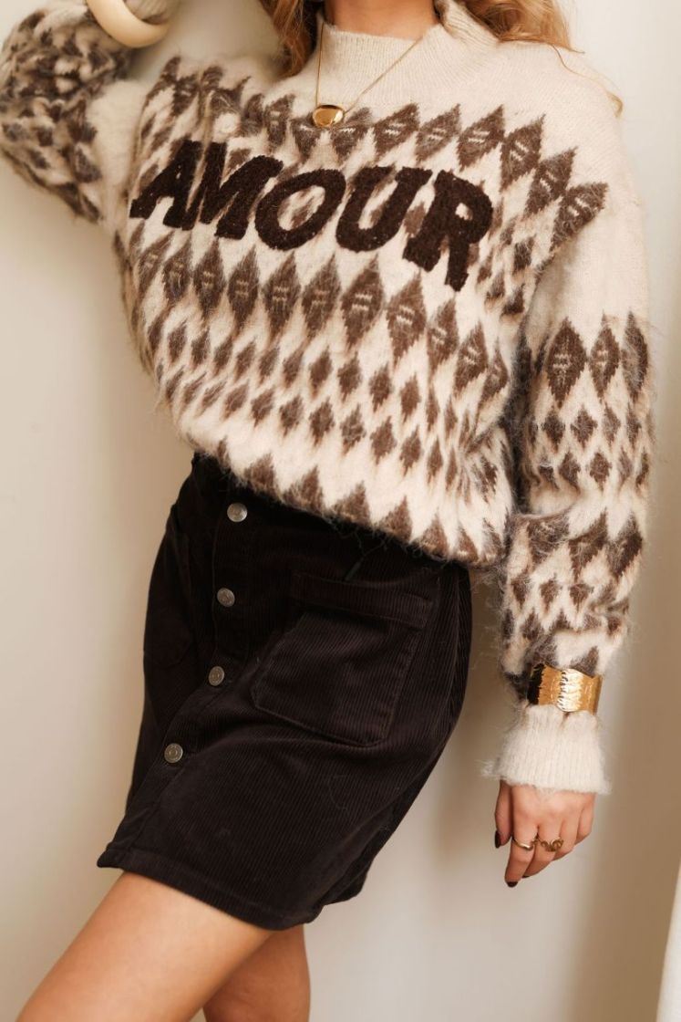 JDYSHIRAZ CORDUROY SKIRT PNT N 244915 Chocolat