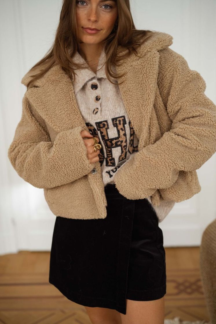 NMNATI CROP TEDDY JACKET NOOS 244775 Birch