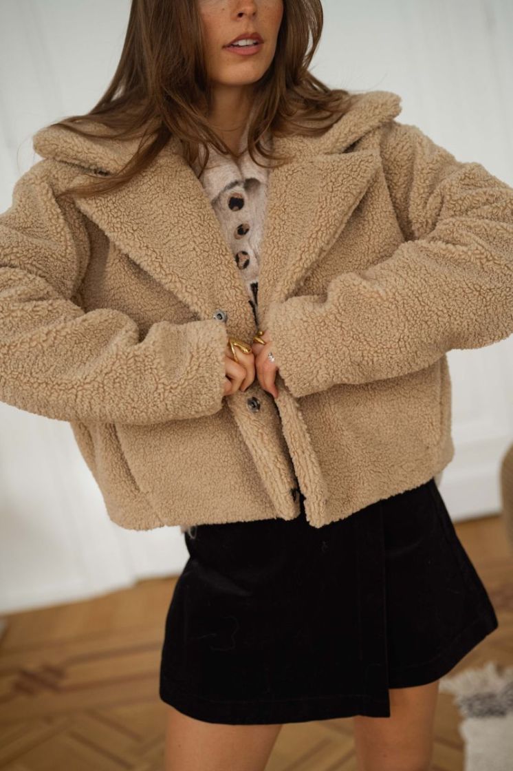 NMNATI CROP TEDDY JACKET NOOS 244775 Birch