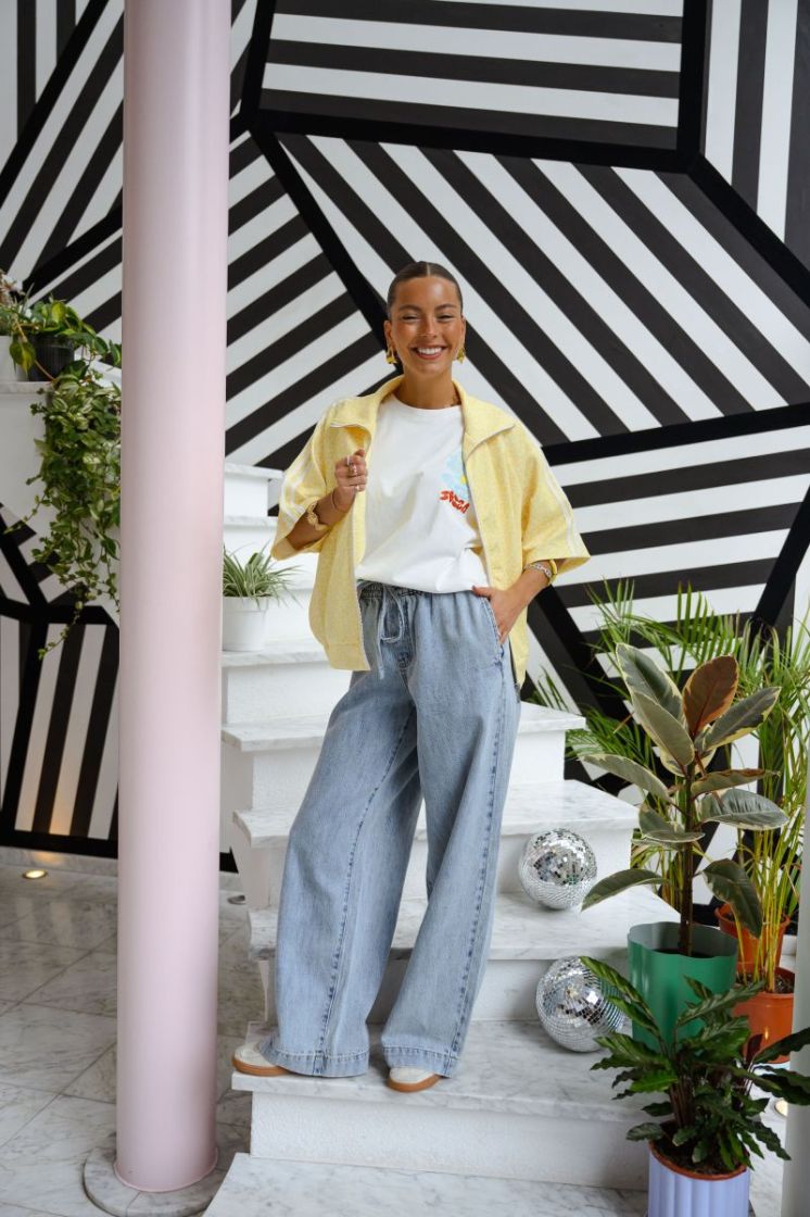 PCGEGGO MW PULL UP DENIM PANTS 184718 Light Bl
