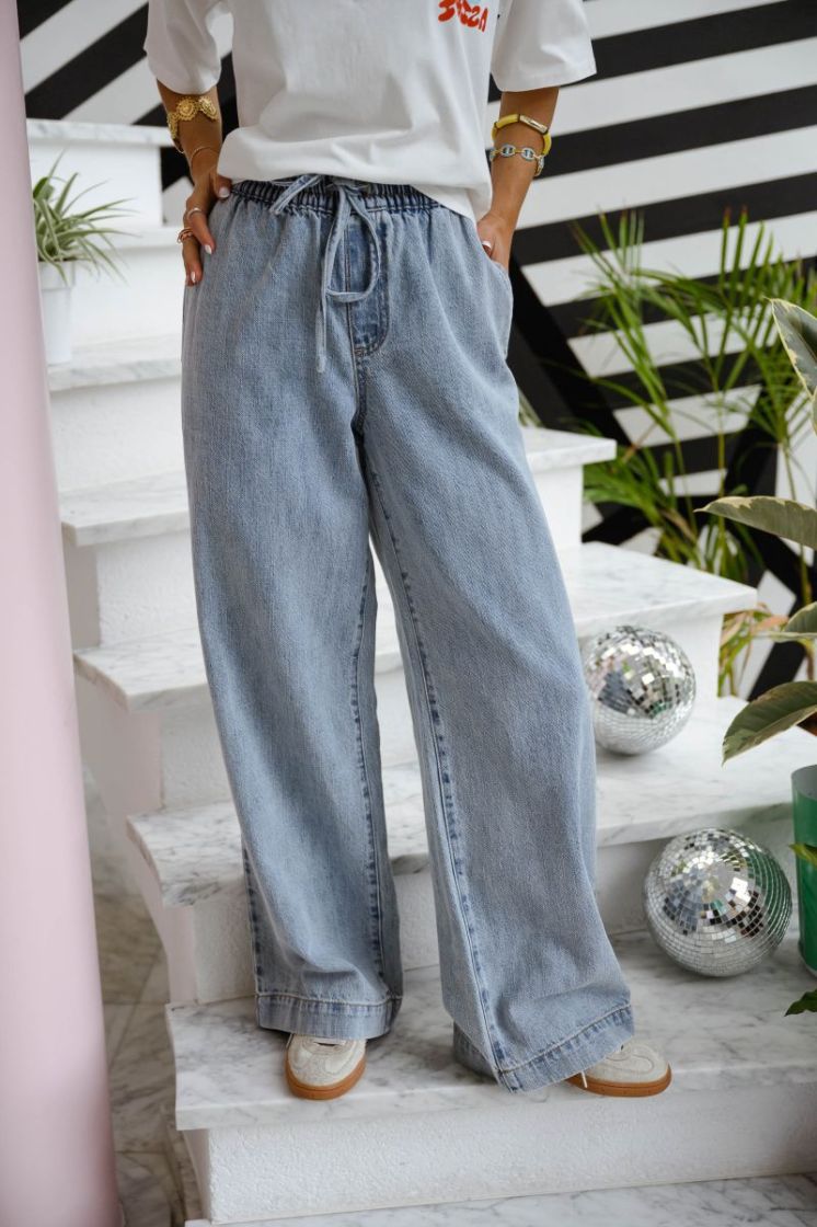 PCGEGGO MW PULL UP DENIM PANTS 184718 Light Bl