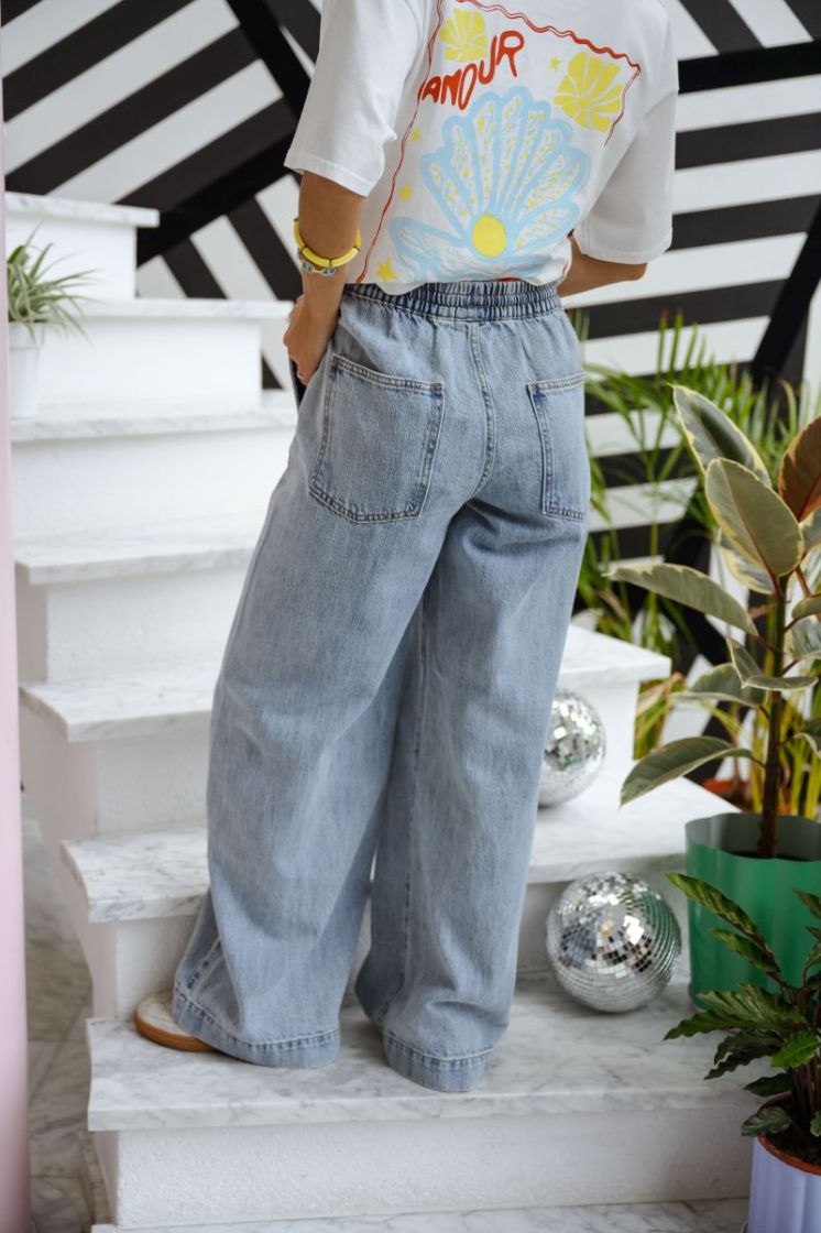 PCGEGGO MW PULL UP DENIM PANTS 184718 Light Bl