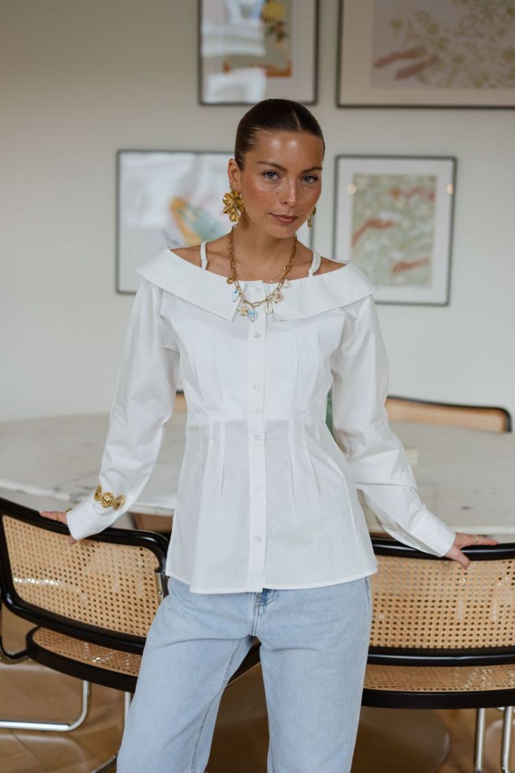 HDESTELLE OFF-SHOULDER SHIRT 309403 Cloud Da