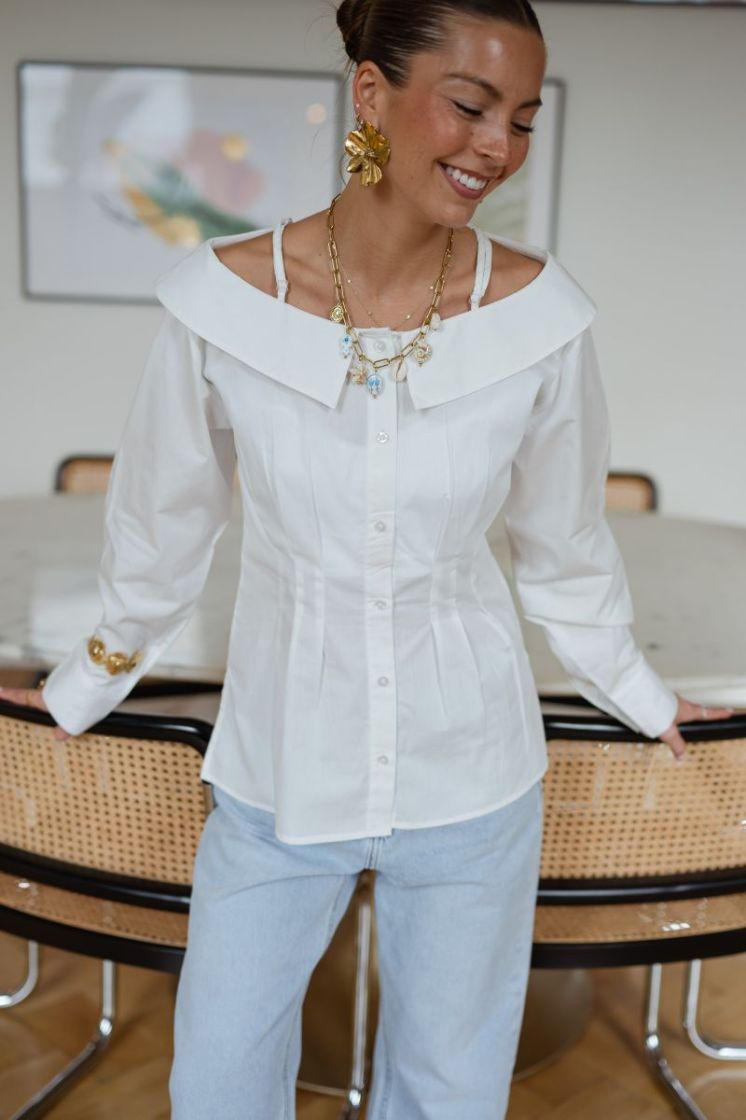 HDESTELLE OFF-SHOULDER SHIRT 309403 Cloud Da