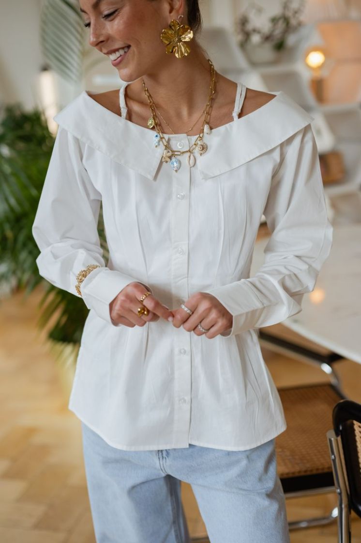 HDESTELLE OFF-SHOULDER SHIRT 309403 Cloud Da