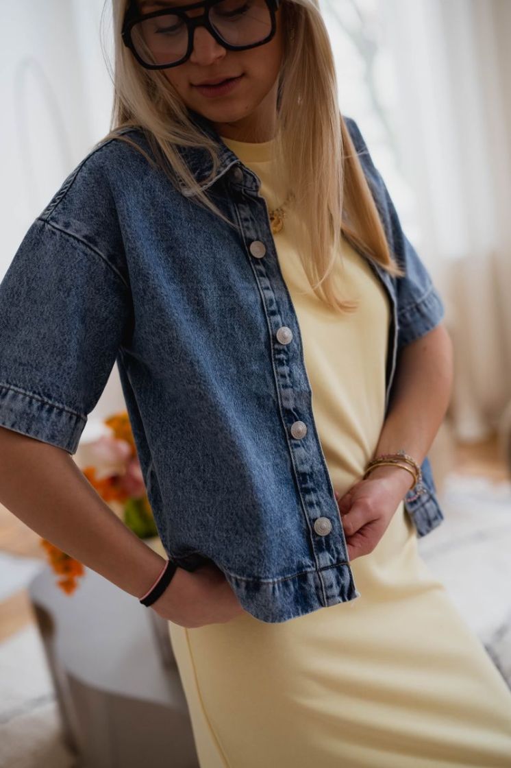 PCSKY SS A-SHAPE DENIM TOP NOO 184420 Medium B