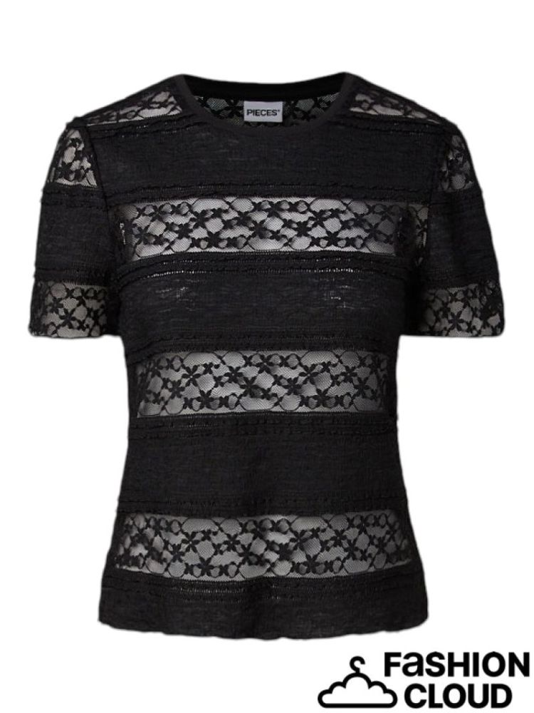 PCMIRO SS LACE TOP JRS D2D PP  179276 Black