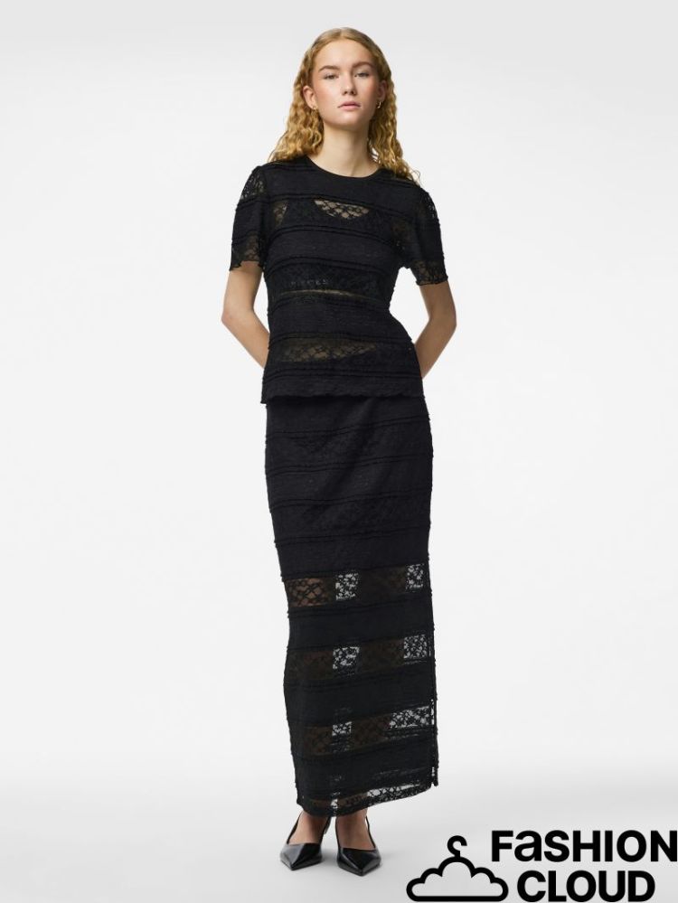 PCMIRO SS LACE TOP JRS D2D PP  179276 Black