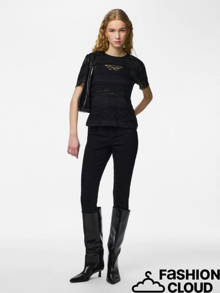 PCMIRO SS LACE TOP JRS D2D PP  179276 Black