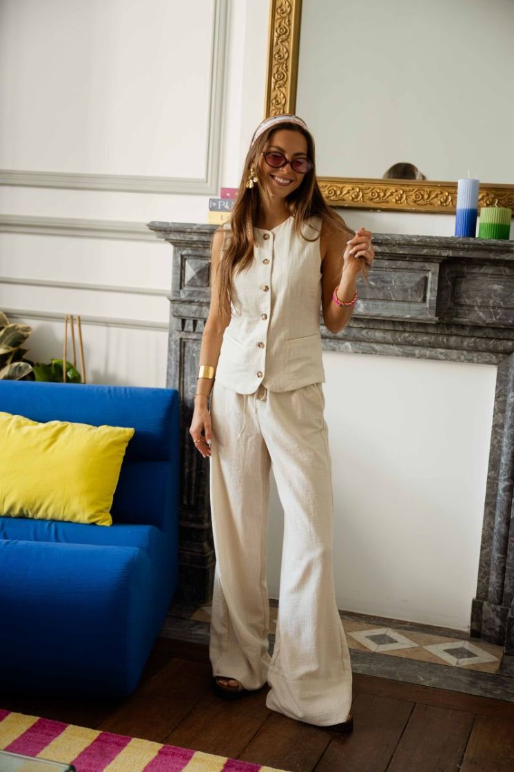 JDYCARA MW PALAZZO PANT TLR 177935 Oatmeal