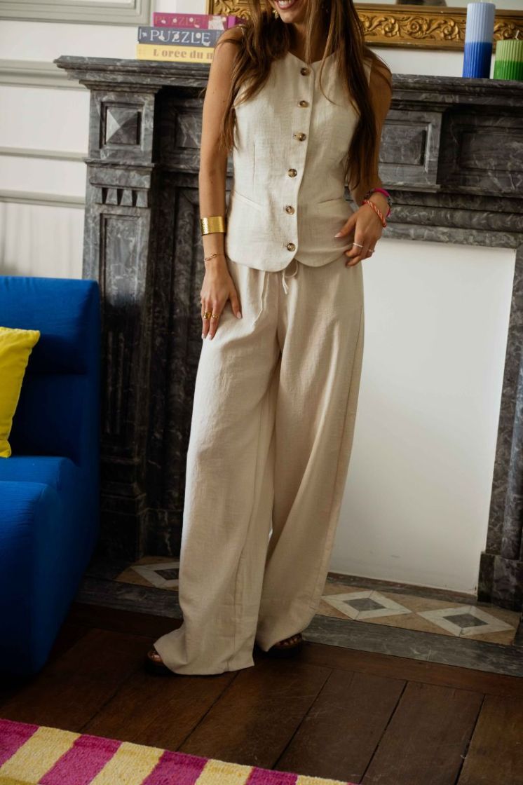 JDYCARA MW PALAZZO PANT TLR 177935 Oatmeal