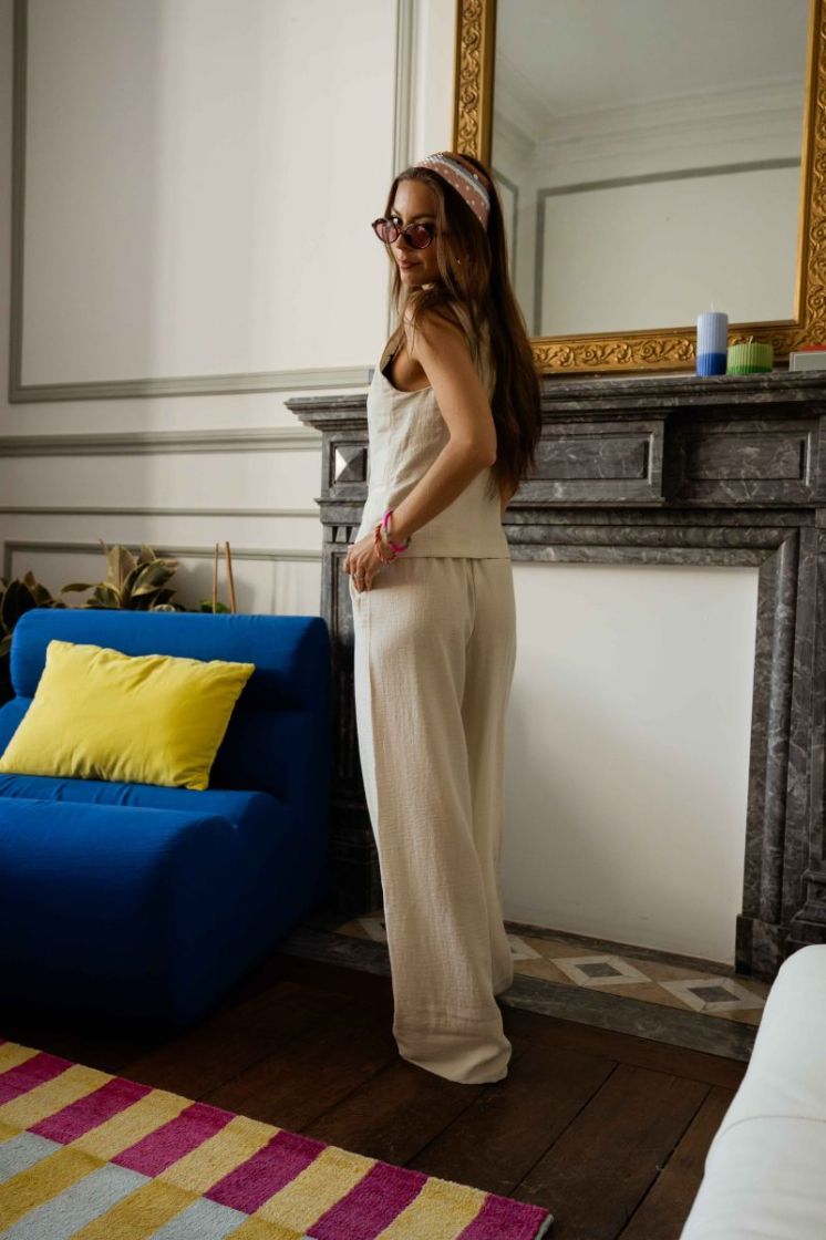 JDYCARA MW PALAZZO PANT TLR 177935 Oatmeal