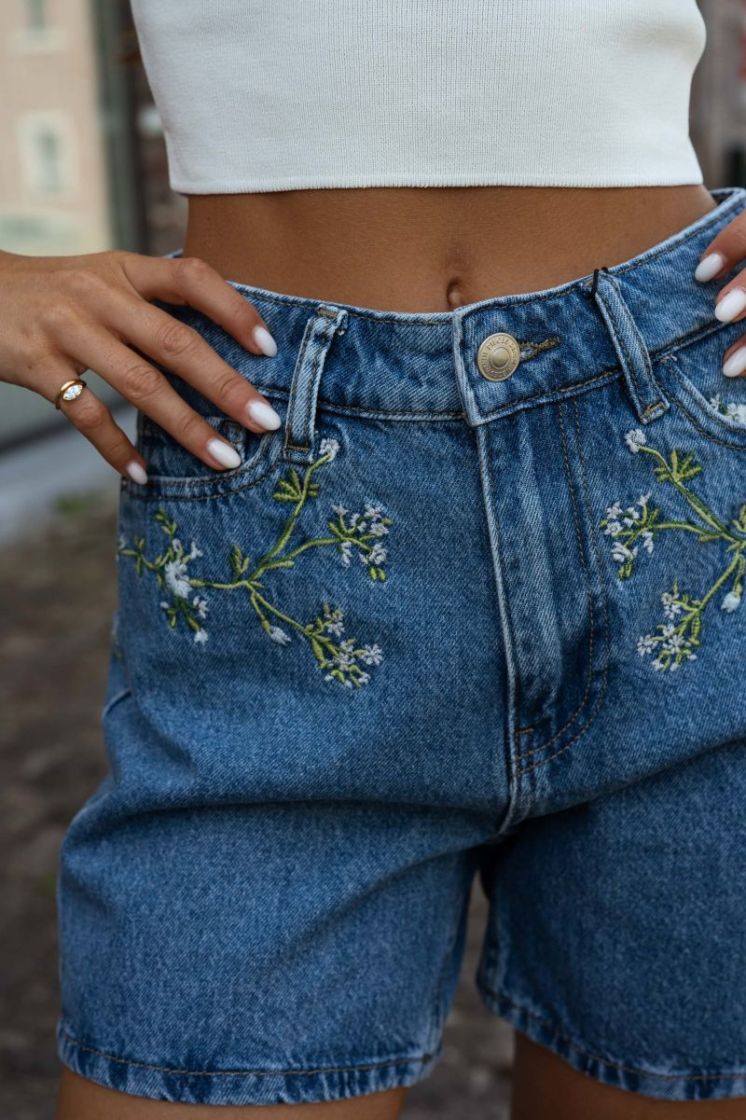 PCSKY HW EMBROIDERY DENIM SHOR 184420003 Mediu