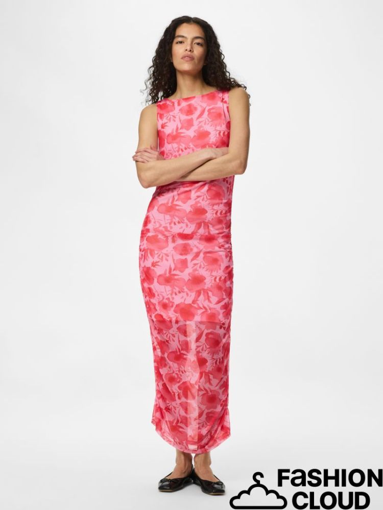 PCALLY SL BOATNECK ANKLE DRESS 293238001 Pink