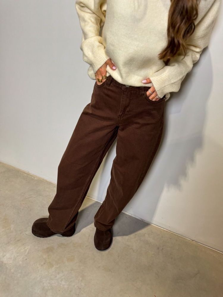 PCGRACE MW BARREL ANK JEANS NO 302664 Hot Fudg