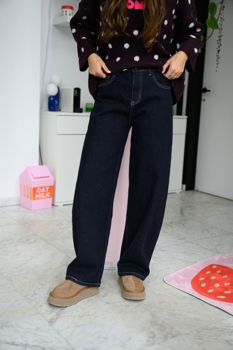 PCGRACE MW BARREL ANK JEANS NO 184060001 Dark