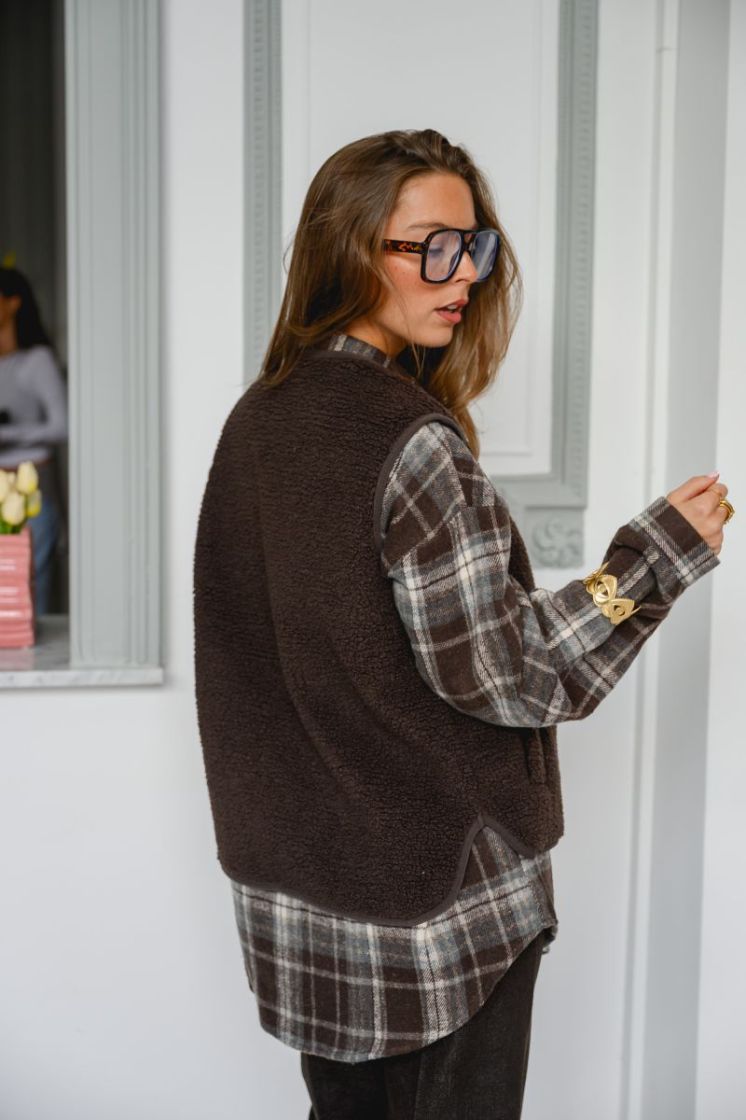 JDYSIMINA TEDDY WAISTCOAT OTW  244915 Chocolat