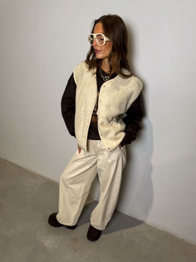 PCATALIE HW BARREL PANTS DNM B 292559 Greige
