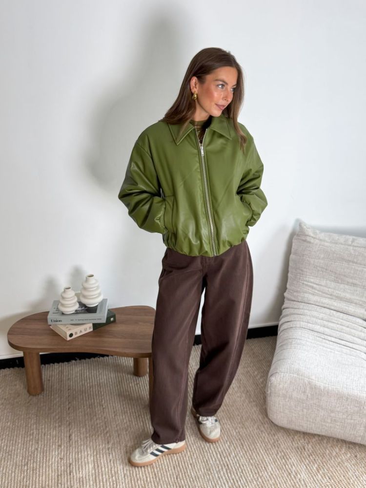 PCLARA PADDED COATED BOMBER JA 304144 Sphagnum