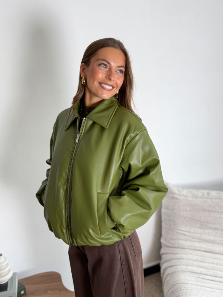PCLARA PADDED COATED BOMBER JA 304144 Sphagnum