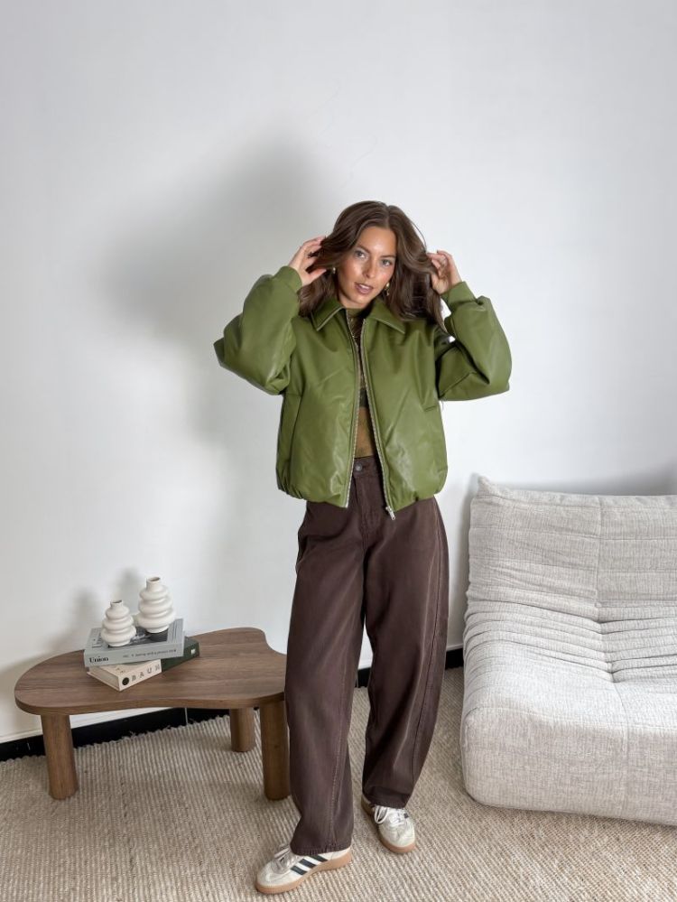 PCLARA PADDED COATED BOMBER JA 304144 Sphagnum