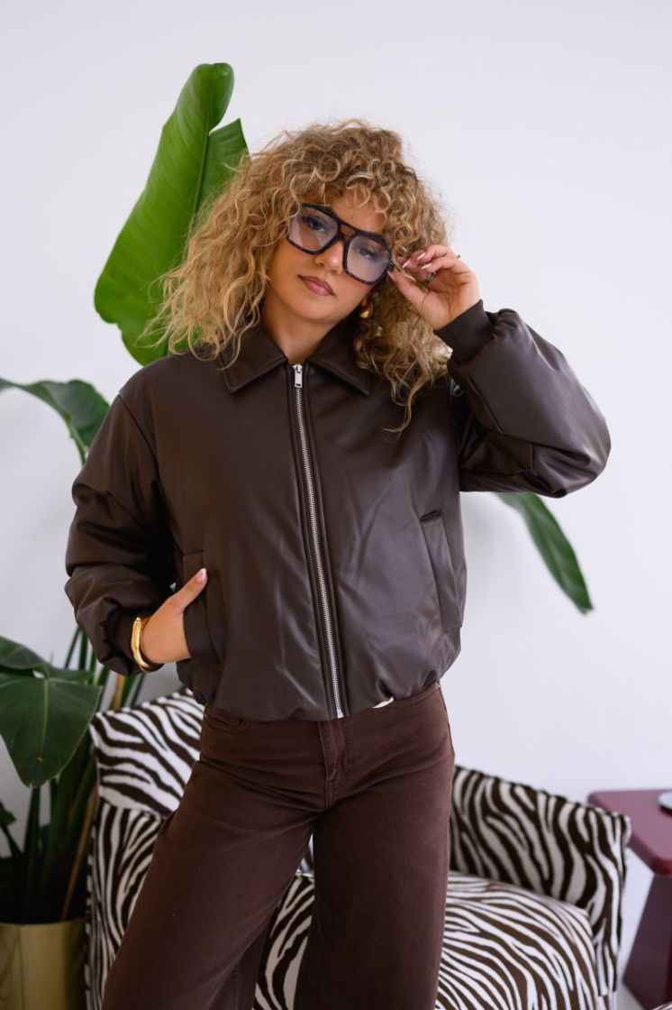 PCLARA PADDED COATED BOMBER JA 302664 Hot Fudg