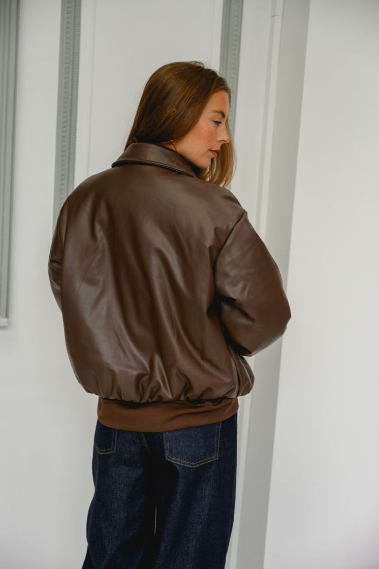 PCLARA PADDED COATED BOMBER JA 302664 Hot Fudg