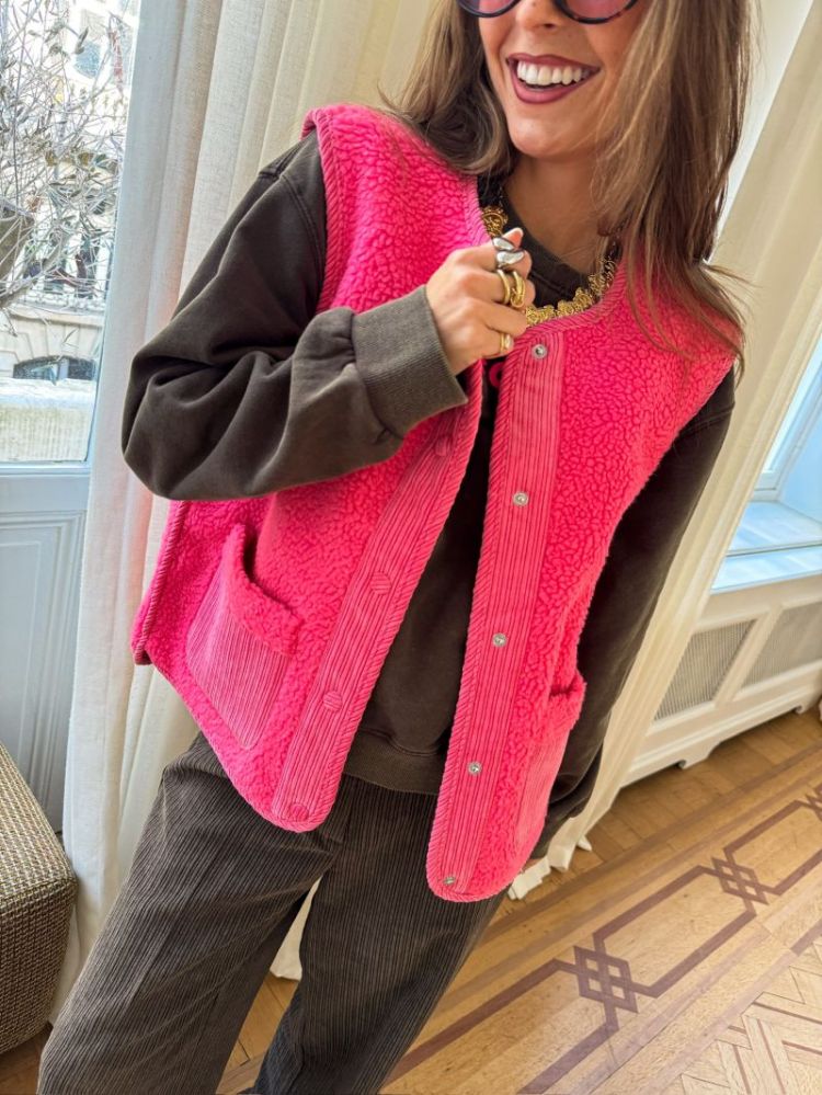 PCANASTACIA TEDDY VEST BC 191971 Pink Lem
