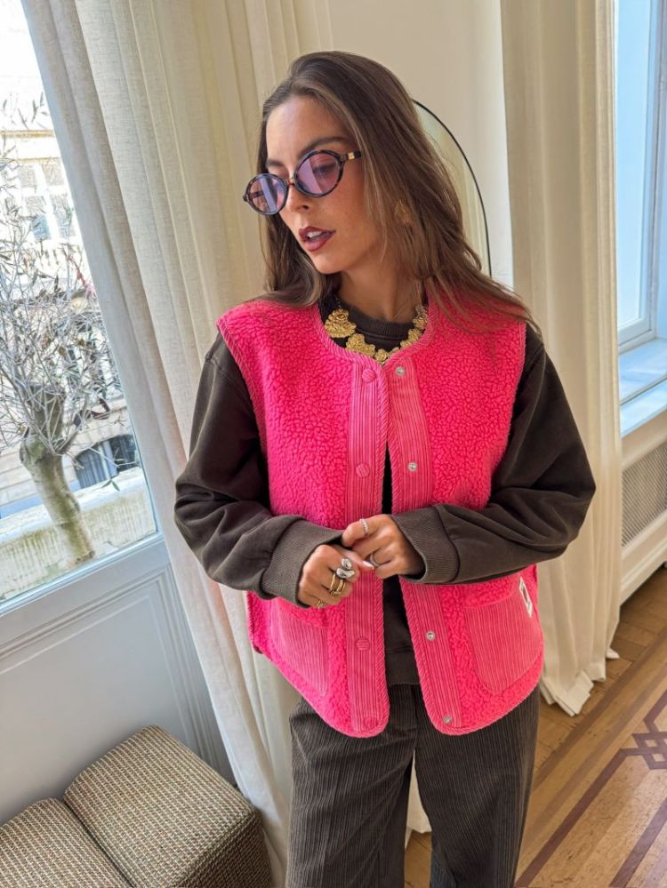 PCANASTACIA TEDDY VEST BC 191971 Pink Lem