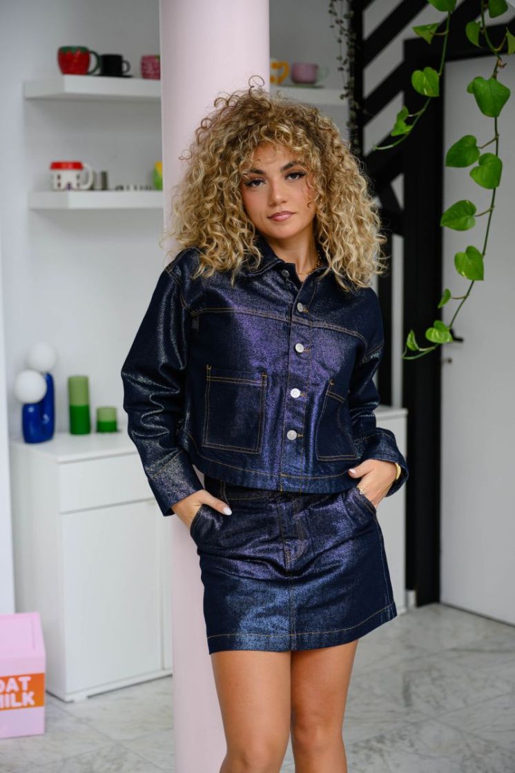 PCELNA LS LOOSE JACKET DNM 184060002 Dark