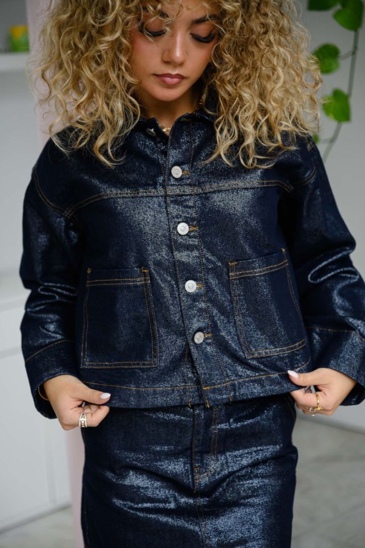 PCELNA LS LOOSE JACKET DNM 184060002 Dark