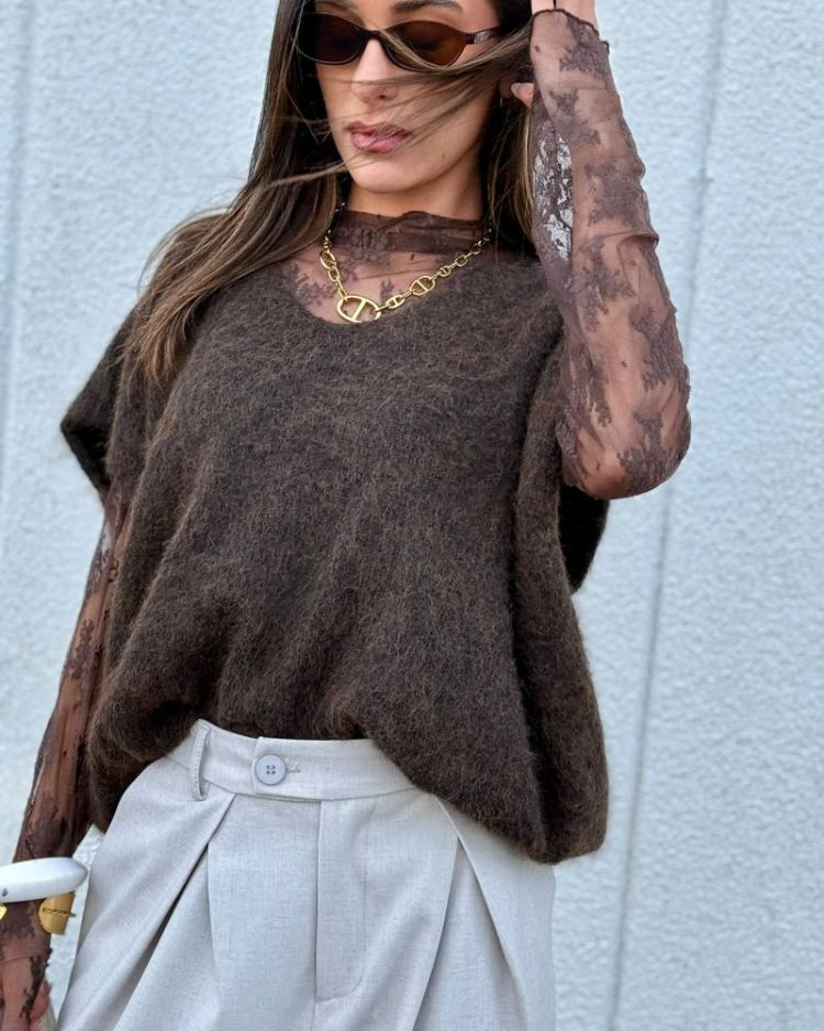 PCALLIE SL V-NECK KNIT VEST NO 302664003 Hot F