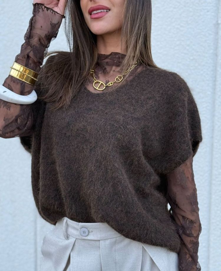 PCALLIE SL V-NECK KNIT VEST NO 302664003 Hot F