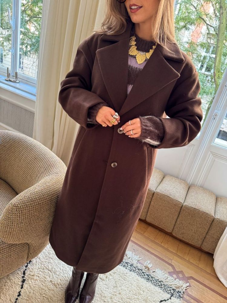 PCAMY LONG COAT BC 302664 Hot Fudg