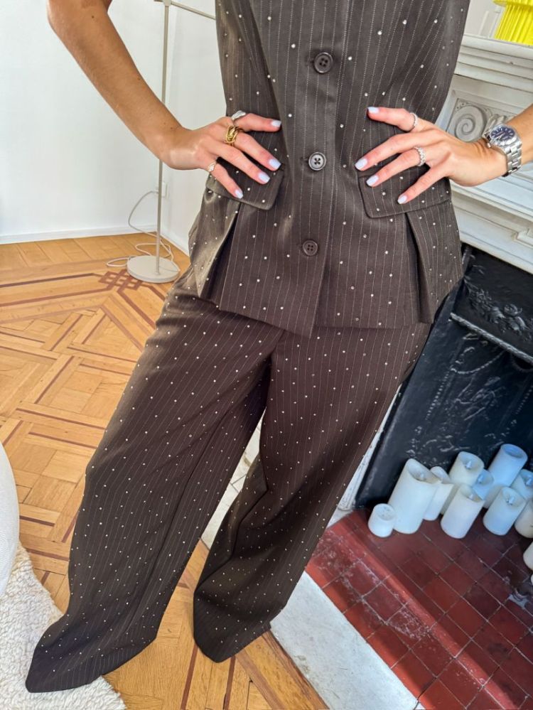 PCFALKA PINSTRIPE HW PANTS W. 195558001 Delic