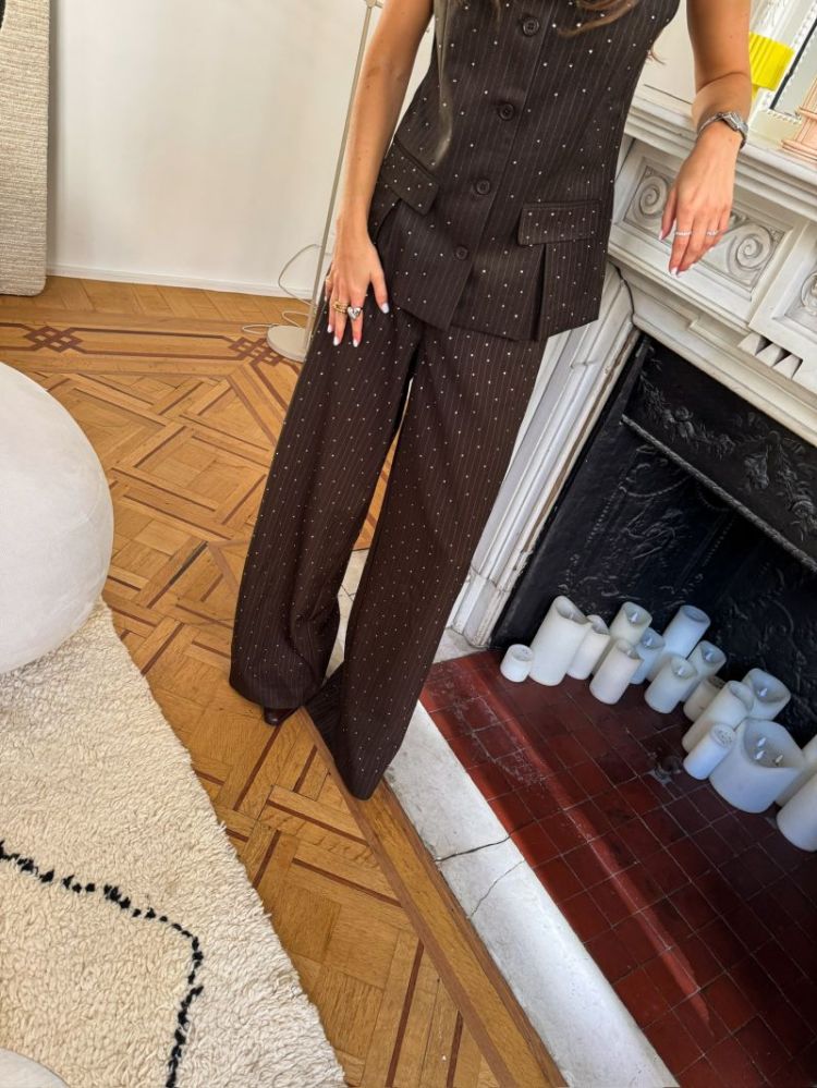 PCFALKA PINSTRIPE HW PANTS W.  195558001 Delic