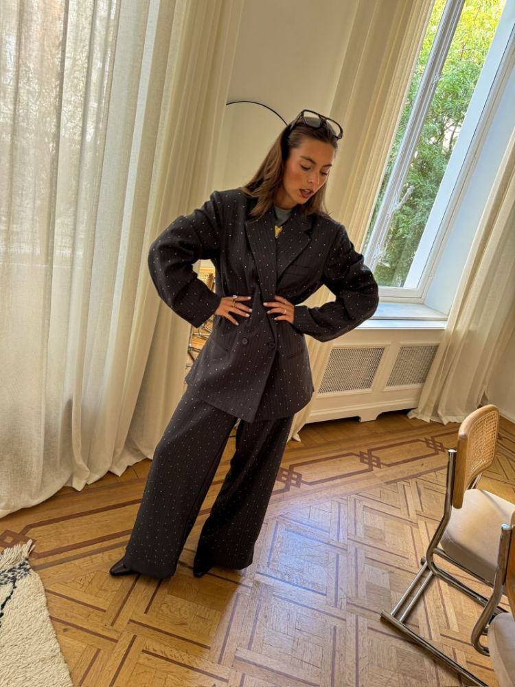 PCFALKA PINSTRIPE HW PANTS W. 182420001 Aspha